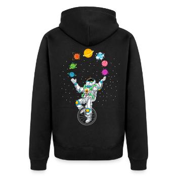 Astronauten-Planeten-Turnier-Shirt - Unisex Premium Bio Zip Hoodie - Schwarz - Hinten - Nico (187cm)