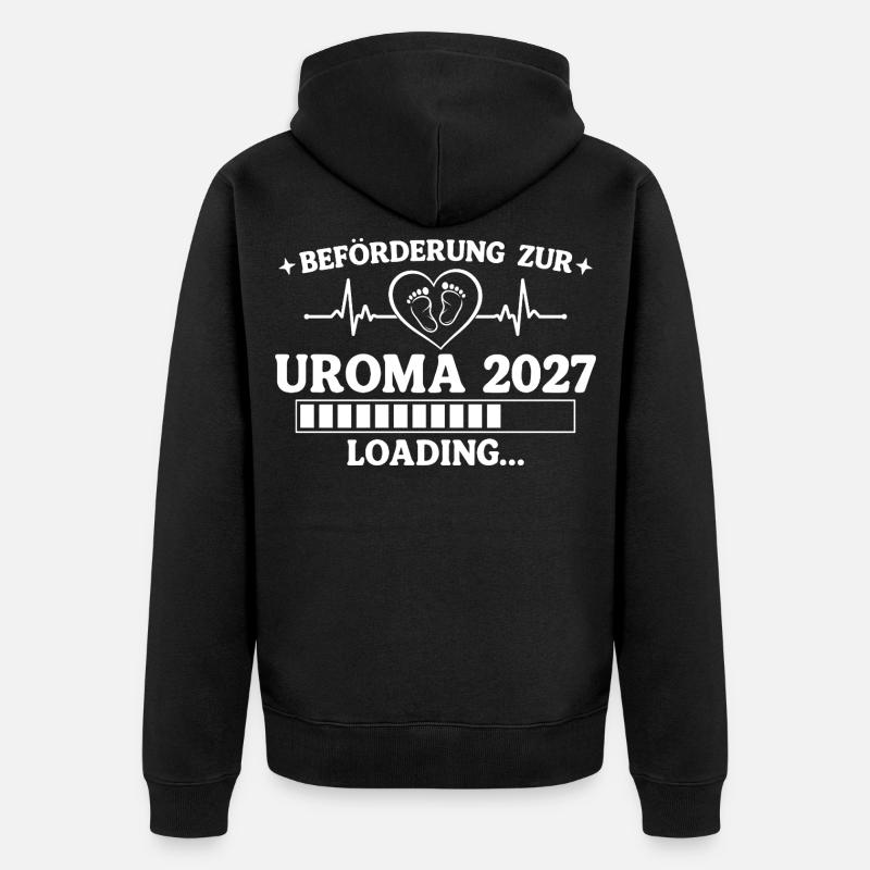 Uroma 2027 Loading – Beförderung zur Urgroßmutter - Unisex Premium Bio Zip Hoodie - Schwarz