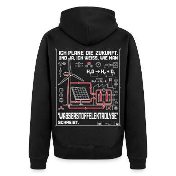 Ingenieur Plan Wasserstoffelektrolyse - Unisex Premium Bio Zip Hoodie - Schwarz - Hinten - Nico (187cm)