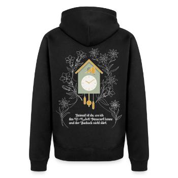 Heimat Kuckucksuhr lustiger WLAN Spruch - Unisex Premium Bio Zip Hoodie - Schwarz - Hinten - Nico (187cm)