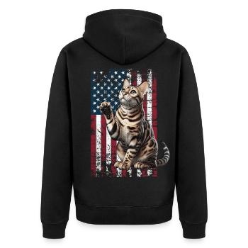 Bengal Cat US Bengalkatze - Unisex Premium Bio Zip Hoodie - Schwarz - Hinten - Nico (187cm)