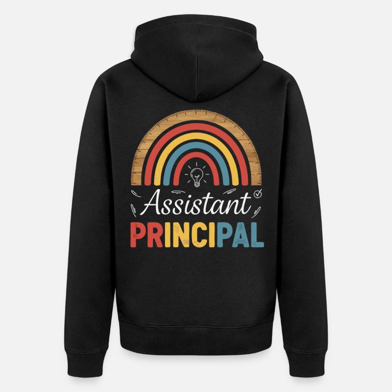 Assistant Principal Rainbow Retro - Unisex Premium Bio Zip Hoodie - Schwarz