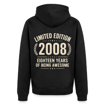 18 anniversaires Édition Limitée 2008 - Veste à capuche bio Premium Unisexe - noir - Dos - Nico (187cm)