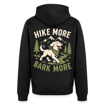 Mehr wandern Bellen Mehr Outdoor-Hundedesign - Unisex Premium Bio Zip Hoodie - Schwarz - Hinten - Nico (187cm)