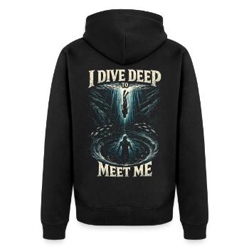 Apnée Je plonge profondément pour me rencontrer - Veste à capuche bio Premium Unisexe - noir - Dos - Nico (187cm)