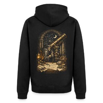 Astronomie Astronom - Unisex Premium Bio Zip Hoodie - Schwarz - Hinten - Nico (187cm)