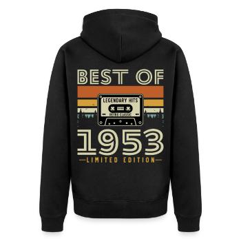 1953 Vintage Rétro Cadeau D'anniversaire - Veste à capuche bio Premium Unisexe - noir - Dos - Nico (187cm)
