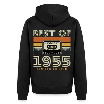 1955 Vintage Retro Geburtstagsgeschenk - Unisex Premium Bio Zip Hoodie - Schwarz - Hinten - Nico (187cm)