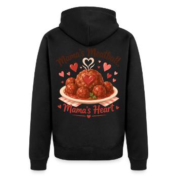 Mamas Meatball & Mamas Herz – Süßes Kinder Design - Unisex Premium Bio Zip Hoodie - Schwarz - Hinten - Nico (187cm)