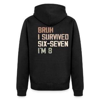 8th Birthday Design – Finally Eight Years Old - Unisex Premium Organic Zip Hoodie - black - Back - Nico (187cm)
