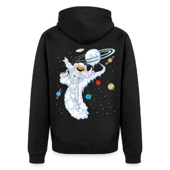 Astronaut Skiing Planet Shirt - Unisex Premium Organic Zip Hoodie - black - Back - Nico (187cm)
