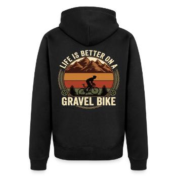 La vie sur un vélo de gravier est meilleure sur un gravier - Veste à capuche bio Premium Unisexe - noir - Dos - Nico (187cm)