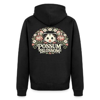 Possum Blossom - Unisex Premium Organic Zip Hoodie - black - Back - Nico (187cm)