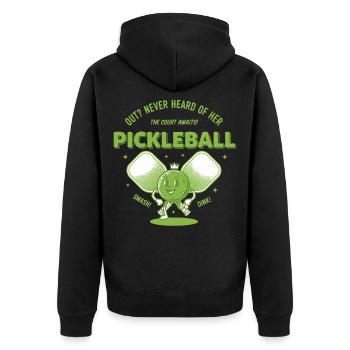 Pickleball-lustiger Spieler Pickleball raus, nie gehört - Unisex Premium Bio Zip Hoodie - Schwarz - Hinten - Nico (187cm)