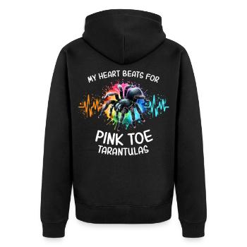 Pinkzeh Rosafuss Tarantel Herzlinie - Unisex Premium Bio Zip Hoodie - Schwarz - Hinten - Nico (187cm)