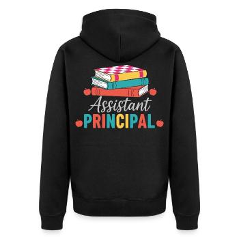 Vice Principal Assistant Principal Books - Unisex Premium Organic Zip Hoodie - black - Back - Nico (187cm)