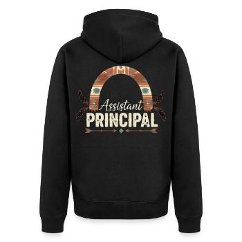 Vice-Rector Assistant Principal - Unisex Premium Organic Zip Hoodie - black - Back - Nico (187cm)