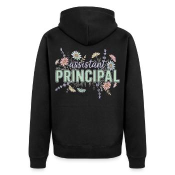 Vice Principal Assistant Flowers - Unisex Premium Organic Zip Hoodie - black - Back - Nico (187cm)