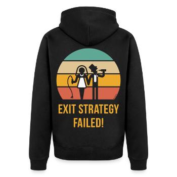 Exit Strategy Failed! (JGA Bräutigam Game Over 5C) - Unisex Premium Bio Zip Hoodie - Schwarz - Hinten - Nico (187cm)