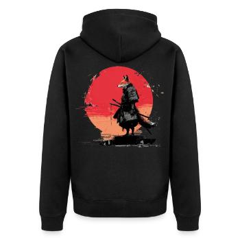 Fox Samurai at Sunset - Unisex Premium Organic Zip Hoodie - black - Back - Nico (187cm)