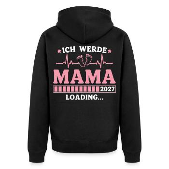 Ich werde Mama 2027 – Werdende Mutter - Unisex Premium Bio Zip Hoodie - Schwarz - Hinten - Nico (187cm)