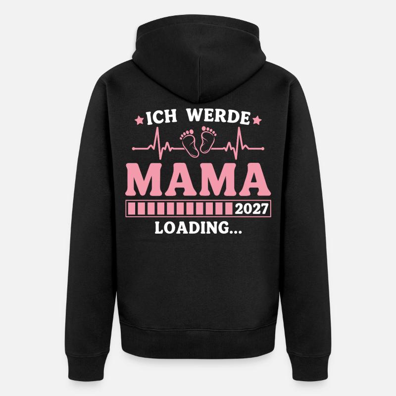 Ich werde Mama 2027 – Werdende Mutter - Unisex Premium Bio Zip Hoodie - Schwarz