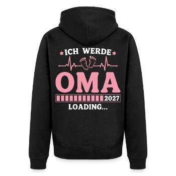 Ich werde Oma 2027 – Werdende Großmutter - Unisex Premium Bio Zip Hoodie - Schwarz - Hinten - Nico (187cm)