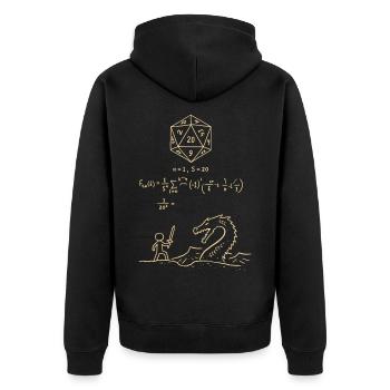 D20 Dice Probability Shirt RPG Nerd Math Fantasy  - Unisex Premium Bio Zip Hoodie - Schwarz - Hinten - Nico (187cm)