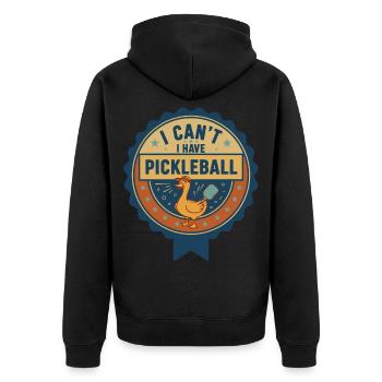 Pickleball, ich kann nicht, ich habe lustigen Spieler, Gurkenball. - Unisex Premium Bio Zip Hoodie - Schwarz - Hinten - Nico (187cm)