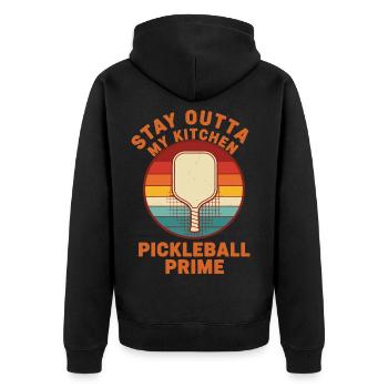 Pickleball-lustiger Spieler liebt Pickleball-Platz - Unisex Premium Bio Zip Hoodie - Schwarz - Hinten - Nico (187cm)