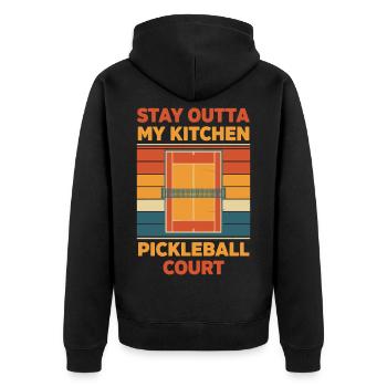 Pickleball Stay Outta My Kitchen Funny Player - Unisex Premium Organic Zip Hoodie - black - Back - Nico (187cm)