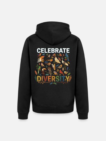 Celebrate Diversity Vögel Natur Tier - Unisex Premium Bio Zip Hoodie - Schwarz