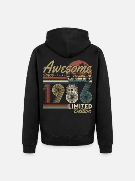 Bursdag i 1986 - Retro gave - Premium økologisk unisex-hettejakke - svart