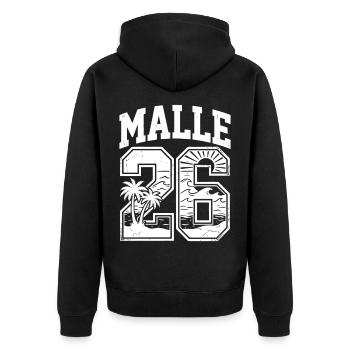 Malle 2026 Trikot Sommer Mallorca - Unisex Premium Bio Zip Hoodie - Schwarz - Hinten - Nico (187cm)