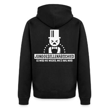 Junggesellenabschied – Nie Wieder Wie’s War! (W) - Unisex Premium Bio Zip Hoodie - Schwarz - Hinten - Nico (187cm)