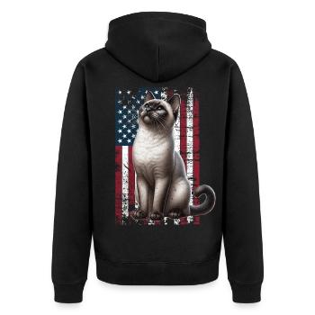 Siamese Cat US Siamkatze - Unisex Premium Bio Zip Hoodie - Schwarz - Hinten - Nico (187cm)