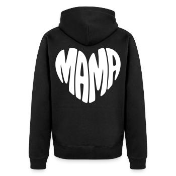 Mama Herz Muttertag - Unisex Premium Bio Zip Hoodie - Schwarz - Hinten - Nico (187cm)