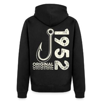 74th Birthday Gift Angler Fishing Man 1952 - Unisex Premium Organic Zip Hoodie - black - Back - Nico (187cm)