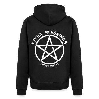 Litha Pagan: Sommersonnenwende, Mittsommer, Mittsommer, Mittsommer. - Unisex Premium Bio Zip Hoodie - Schwarz - Hinten - Nico (187cm)