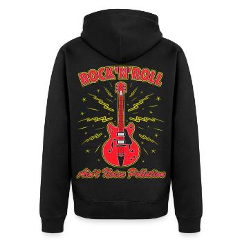 Rock 'n' Roll ist keine Lärmbelastung - Unisex Premium Bio Zip Hoodie - Schwarz - Hinten - Nico (187cm)