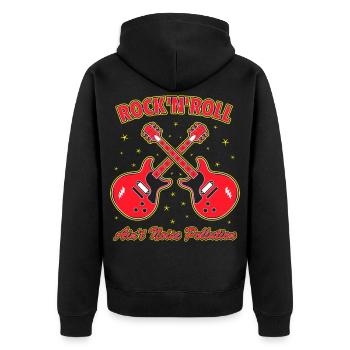Rock 'n' Roll ist keine Lärmbelastung - Unisex Premium Bio Zip Hoodie - Schwarz - Hinten - Nico (187cm)