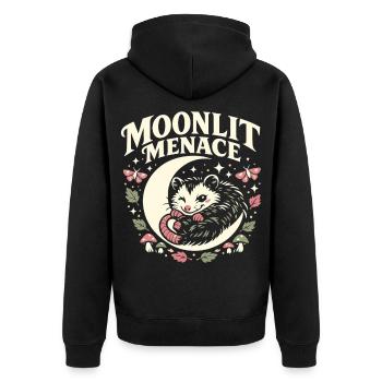 Moonlit Menace - Unisex Premium Bio Zip Hoodie - Schwarz - Hinten - Nico (187cm)