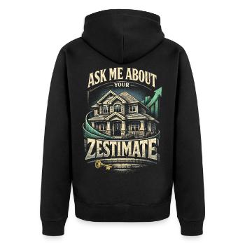 Immobilienmakler Makler Ask Me About Zestimate - Unisex Premium Bio Zip Hoodie - Schwarz - Hinten - Nico (187cm)