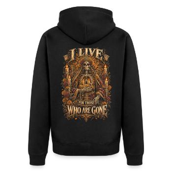 Dia De Los Muertos I Live Fot Those Who Are Gone - Unisex Premium Bio Zip Hoodie - Schwarz - Hinten - Nico (187cm)