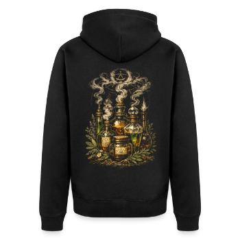 Apotheker Kräutersammler Apothekerin - Unisex Premium Bio Zip Hoodie - Schwarz - Hinten - Nico (187cm)