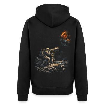 Astronomie Astronom - Unisex Premium Bio Zip Hoodie - Schwarz - Hinten - Nico (187cm)
