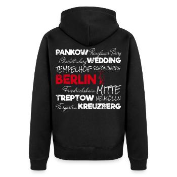 Berlin Retro Stadt und Bär Vintage Urlaub Souvenir - Unisex Premium Bio Zip Hoodie - Schwarz - Hinten - Nico (187cm)