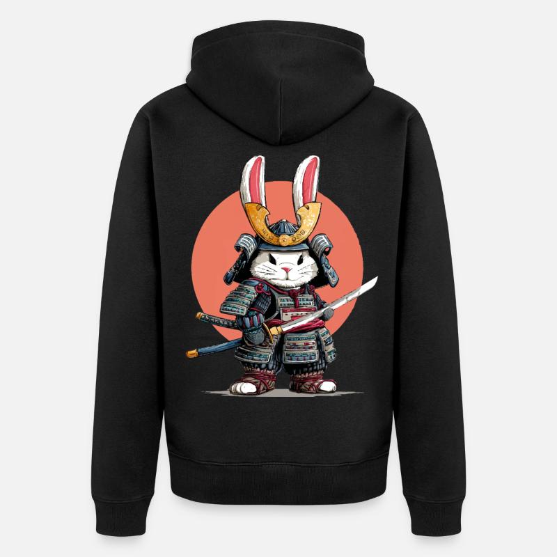 Guerrier Samouraï Lapin - Veste à capuche bio Premium Unisexe - noir