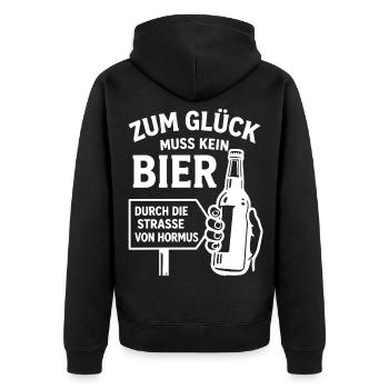 Bier Spruch Bierflasche  Strasse von Hormus - Unisex Premium Bio Zip Hoodie - Schwarz - Hinten - Nico (187cm)