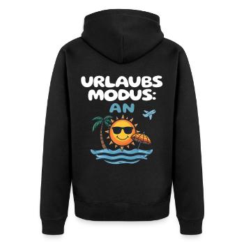 Urlaubsmodus An Strand Sonne Meer Reise Idee - Unisex Premium Bio Zip Hoodie - Schwarz - Hinten - Nico (187cm)